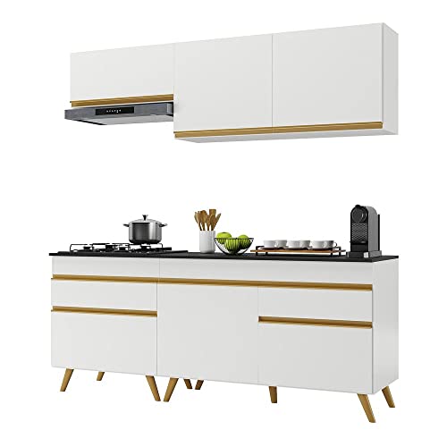Cozinha Compacta 4 peças c/Armário e Balcão Mp3705 Veneza Gw Multimóveis Branca