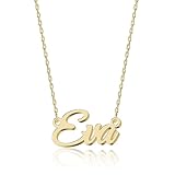 UMAGICBOX Personalized 18K Gold Name Necklace Eva - Customizable Engraved Stainless Steel Pendant for Women - Unique Gift for Birthdays, Anniversaries, Graduations, and Valentine's Day