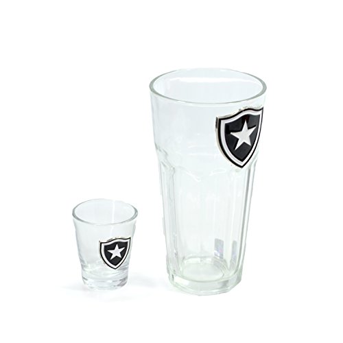 Jogo Com 2 Copos De Vidro 50ml E 460ml - Botafogo