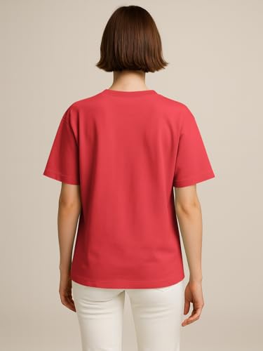 Image of HELLCAT Beige Trendy Printed Oversized T-Shirt for Women