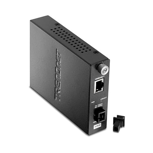 Image of TRENDnet Intelligent Fiber Media Converter, 1000Base-T to 1000Base-LX Dual Wavelength Single Mode SC Fiber (40 km / 24.85 Miles) Fiber to Ethernet Converter, RJ-45, Lifetime Protection, TFC-1000S40D3