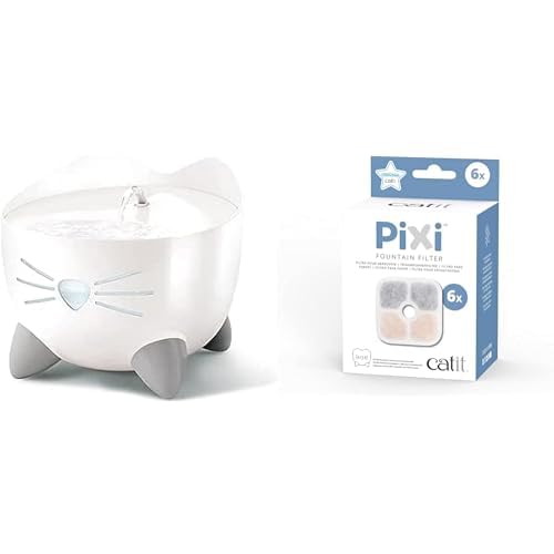 Bebedero fuente para gatos que asegura agua fresca y Pixi filtro para cuando no estás en casa
