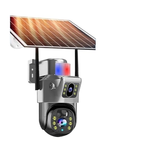 VEKELETE Cámara Exterior WiFi Solar 4K de 8 MP con Doble Lente IP PTZ, videovigilancia, Seguimiento automático, protección de Seguridad, CCTV IP66(WiFi CAM No Card)