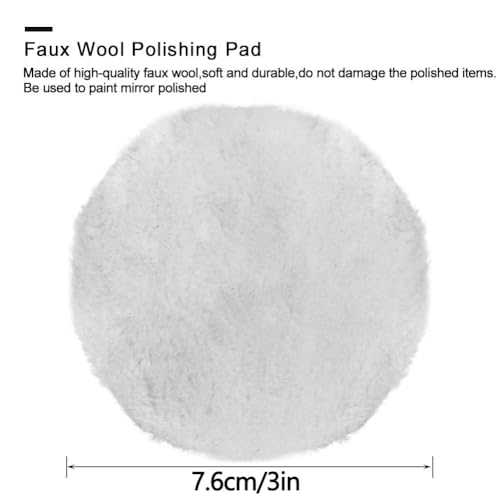 Image of 7 Pcs 3 Inch Wool Buffing Pads, Soft Faux Wool, Replacement Car Polishing Pad for Scratches with M10 Drill Adapter, Oxidation, (5 x Polishing Pads, 1 x Backing Pad, 1 x M10)