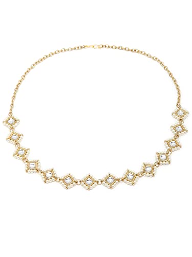 Karatcart Gold Plated Pearl Beaded Kundan Hairband for Women - Image 3