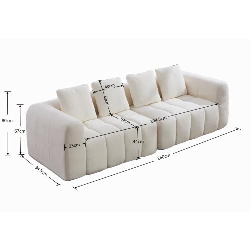 Modulares Ecksofa 3-Sitzer Couch – Montagefreies Sofa 260 cm mit hochdichtem Schaum, Samtstoff Dunkelgrau, tiefsitzend, kein Aufbau – ideal für Wohnzimmer & Lounge
