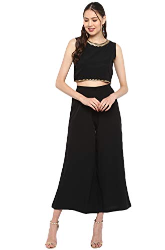 Janasya Indian Women's Black Gold Print Festive Wear Kurta Set for Women2