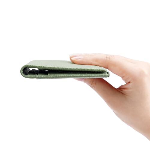 Image of GOIACII Slim Wallets for Women Rfid Blocking Leather Wallet Green | Credit Card Holder with Zip Pocket, Bifold Wallet,Vegan Leather,Ladies Clutch Purse,Compact Size,Flat Women Wallets