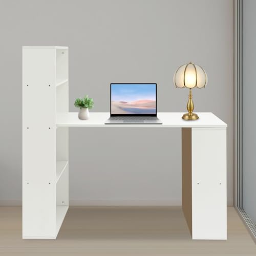 Bureau d'angle 120cm avec bibliothèque intégrée en finition moderne pour bureau