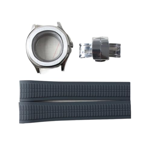 Boîtier montre NH35 42mm en acier inoxydable 316L haut de gamme avec bracelet en caoutchouc noir