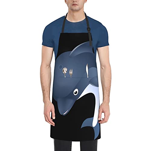 Tablier bébé dauphin noir pour les ateliers cuisine et peinture en famille