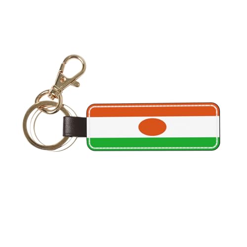 Porte-clés universel en cuir avec drapeau du Niger, idéal pour homme et femme