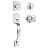 Brotima Brushed Nickel Front Door Handleset, Exterior Door Lock Set with Deadbolt Single Cylinder Front Door Knob and Deadbolt Set
