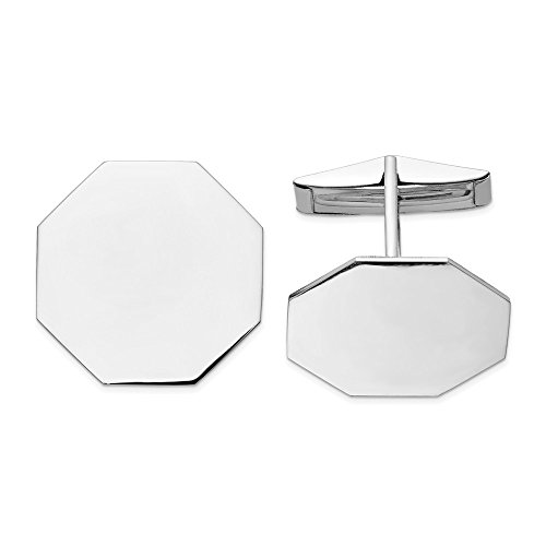 Mancuernillas octagonales para hombre en oro blanco 14K 20mm miniatura 1