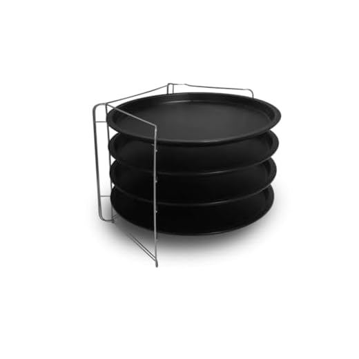 FORMEGOLOSE ™, set di 4 stampi per pizza, 34 cm, in acciaio con doppio strato di rivestimento antiaderente, colore nero e 1 griglia