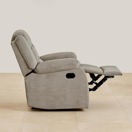 Image of Home Centre | Cairo NXT 1-Seater Fabric Recliner | Recliner Sofa for Living Room | Solid Wood | Beige | 2 Year Warranty