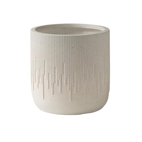 XHURWDZ643KM Moderno Maceta de camafeo a Rayas Beige con Orificios de Drenaje, for Interior y Exterior, macetas de Arcilla de magnesio Jardinera