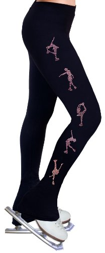 NY2 SPORTSWEAR Figure Skating Practice Pants with Rhinestones R224RP (Adult Large) Black