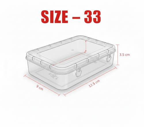 Image of URBAA Small Storage Boxes container with Lock Lid, Jewellery Case Organiser(PUREPACK33-6) 200ml (Clear, 13 x 9 x 4 Cm) - Set of 6, Rectangular
