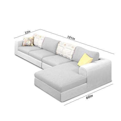 Image of Koza RHS 6 Seater L Shape Sofa Set for Living Room (Grey Fabric) Premium Fabric Sofa