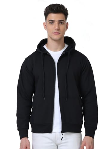 Image of Scott International Men's Solid Cotton Hoodies for Men, Trendy and Comfortable Sweatshirts for Men, Stylish Winter Wear with Hood and Pockets, Fashionable Hooded Sweatshirts