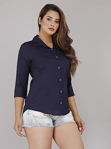 Image of Women Solid Shirt for Office & Casual wear | 3 /4th Sleeves Spread Collar