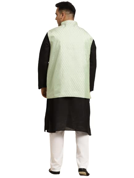 Image of SOJANYA (Since 1958, Men's Silk Blend Grey Kurta Pyjama & Silk Blend Jacket Combo