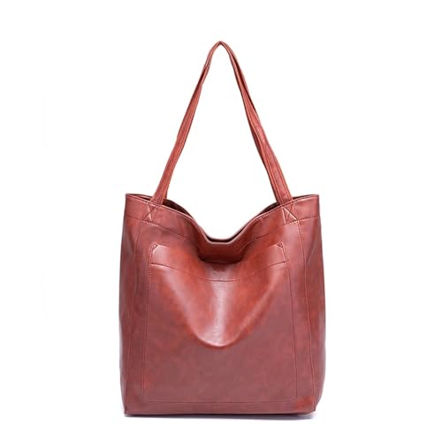 Sac fourre-tout grande capacité en similicuir rétro avec bandoulière et son porte-monnaie assorti