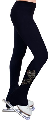 NY2 SPORTSWEAR Figure Skating Practice Pants with Rhinestones R196 - Adult Sizes- (Adult Extra Large) Black