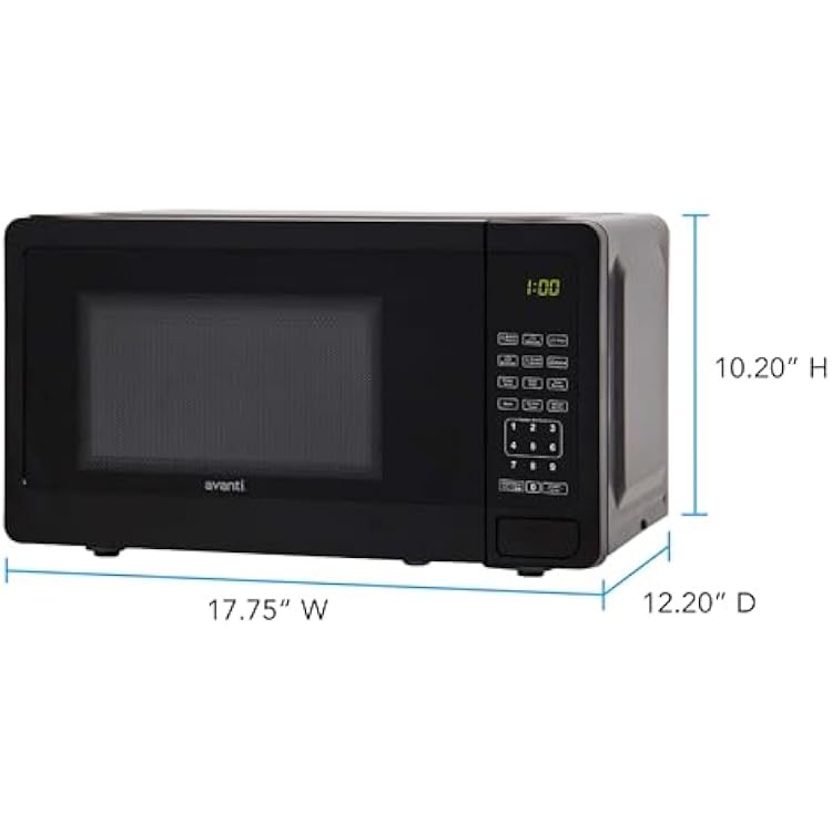 Avanti Microwave Oven 700-Watts Compact with 6 Pre Cooking Settings, Speed Defrost, Electronic Control Panel and Glass Turntable, 0.7-Cu.Ft., Black