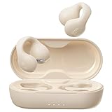 King Lucky イヤーカフ イヤホン ワイヤレス Bluetooth5.3｜オープンイヤー設計｜耳を塞がない｜IPX4防水｜マイク内蔵｜急速充電｜音漏れ防止｜空気伝導｜骨伝導ライク｜Hi-Fi音質｜長時間再生｜CVC通話対応｜通勤・ジム・プレゼント向け (オフホワイト)