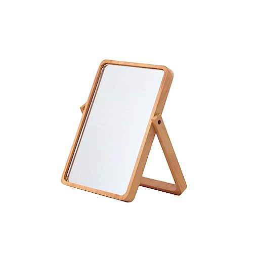 Espejo de Maquillaje Plegable de Madera con Luz Relleno Cuadrado