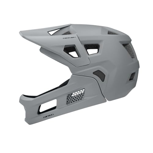 Harilla Casco per Mountain Bike con Mentoniera Removibile E Design Traspirante, Grigio