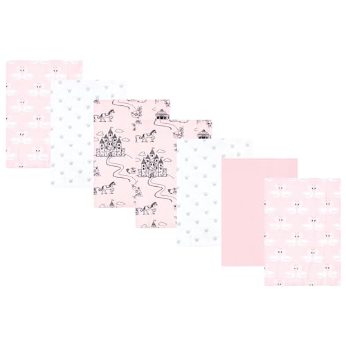 Image of Luvable Friends Hudson Baby Flannel Burp Cloths 7pk, Pink Princess