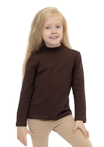 Image of Lilax Girls' Basic Long Sleeve Mock Turtleneck Cotton T-Shirt