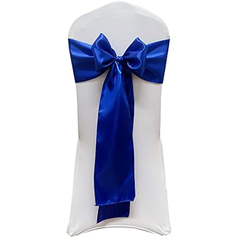 iEventStar Satin Chair Sashes Chair Bow Bows Chair Tie Back Chair Decoration Wedding Banquet Party (10, Royal Blue) Cover