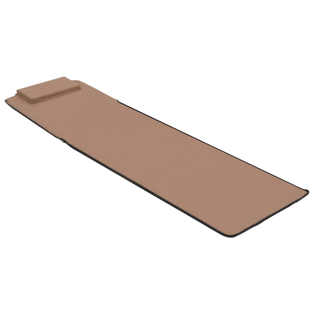 Set di 2 stuoie da spiaggia pieghevoli con schienale, sdraio da spiaggia in acciaio e tessuto, tappetino da campeggio regolabile con poggiatesta e vano portaoggetti, 160 x 53 cm, marrone