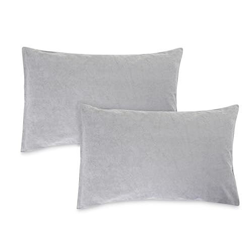 Image of The Maximus Waterproof & Dustproof Terry Cotton Pillow Protector Cover with Zipper Closure || Standard Size Pillow Protector || Pillow Cover Set of 2, Grey (18 inch x28 inch)