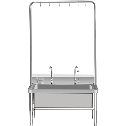 Fregadero para fregona de piso, resistente, resistente, de acero inoxidable, soporte para fregona móvil para el hogar, fácil de limpiar, 100 x 60 x 170 cm