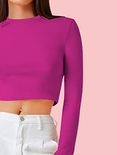Image of Dream Beauty Fashion Women's Casual Round Neck Long Sleeves Stylish Crop Top - 17 inch Inches (Tee-Tally 02)