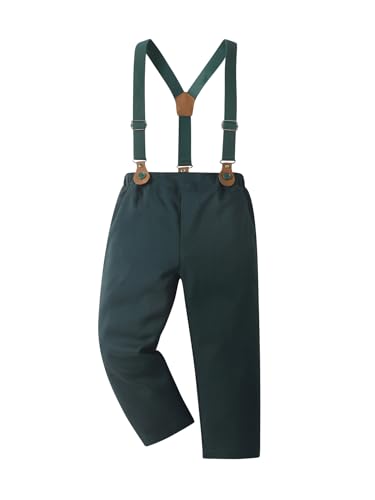 Image of Boarnseorl Baby Boys Pants Sets, Infant Long Sleeve Shirt + Pants + Bow Tie + Suspenders Outfits