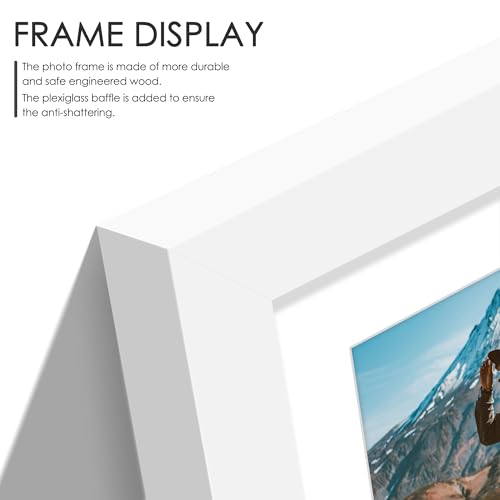Image of DUENPY 12x16 Picture Frame 5x7 Collage Picture Frame Displays Four 5x7 inch Photos or 12x16 (Without Mat) for Available Horizontal Wall Mounting Display and Vertical White