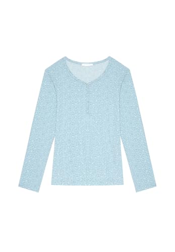 Maillot de pyjama femme col rond boutons manches longues modal bleu