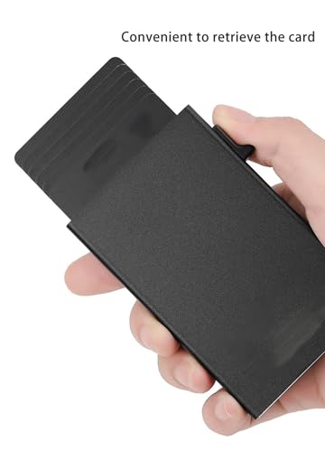 Slim Aluminum Card Holder Wallet for Men, RFID Blocking Minimalist Metal Pop Up Wallet, Holds 7+ Cards(Black)4