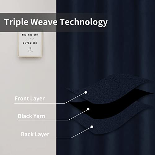 Image of Easy-Going Blackout Curtains for Bedroom, Solid Thermal Insulated Grommet and Noise Reduction Window Drapes, Room Darkening Curtains for Living Room, 2 Panels (42x95 in, Navy)