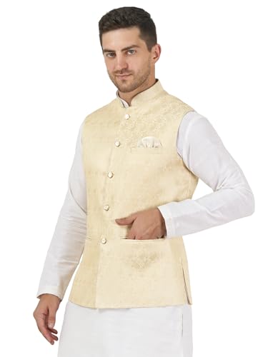 Image of Badoliya & Sons Men's Brocade Zari Nehru Jacket /Waist Coat
