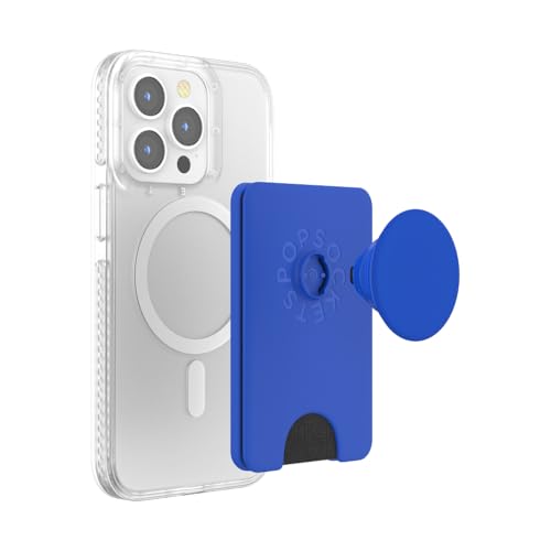 Image of PopSockets Phone Wallet for MagSafe, Phone Card Holder with Grip, Blue - Cobalt