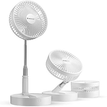 Nexair Premium Foldable Fan, 4 Speed Portable Fan with Adjustable Height 14??? ??? 39.5 in, Rechargeable Desk Fan For Home And Office, Quiet USB Fan For Bedroom, Battery Operated Fan For Travel, Outdoors