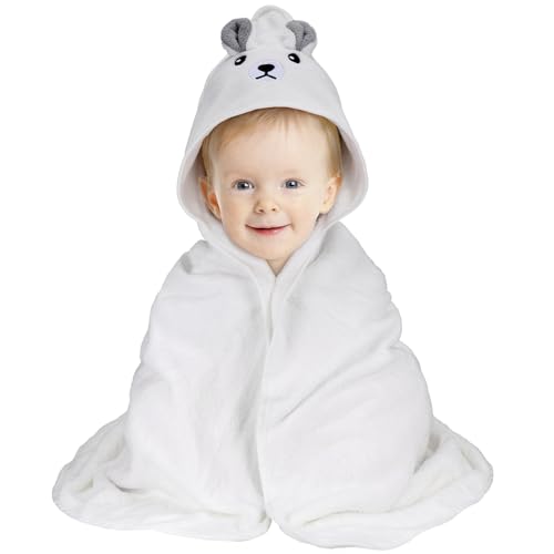 Huiguli Toalla Bebe Recien Nacido, Toallas Bebe con Capucha de Animales 0-3 Años, Suave y Súper Absorbente Toalla, Toallas de baño para niños pequeños (Blanco)