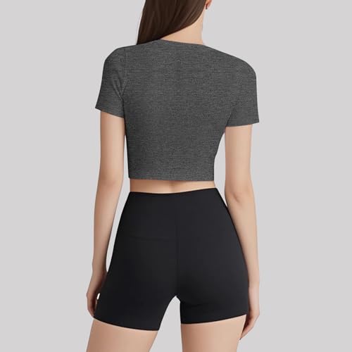Coume 4 Pack Women's Compression Crop Tops Quick Dry Short Sleeve T Shirt Crew Neck Workout Athletic Shirt Yoga Tight Basic3